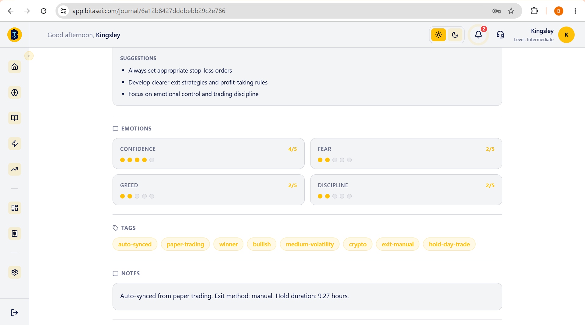 BitaSei journal analytics dashboard